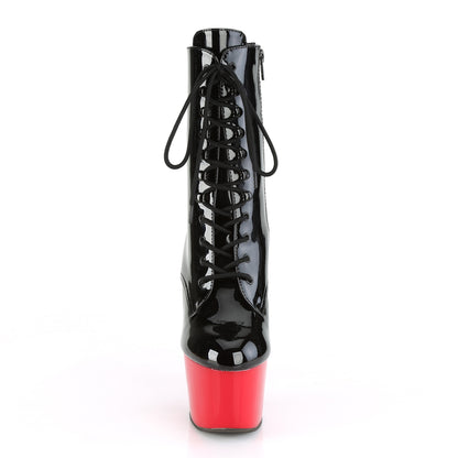 ADORE-1020 7" Heel, 2 3/4" PF Lace-Front Ankle Boot, Side Zip