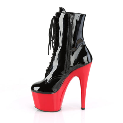 ADORE-1020 7" Heel, 2 3/4" PF Lace-Front Ankle Boot, Side Zip