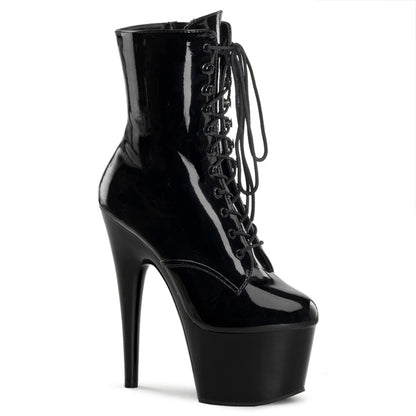 ADORE-1020 7" Heel, 2 3/4" PF Lace-Front Ankle Boot, Side Zip