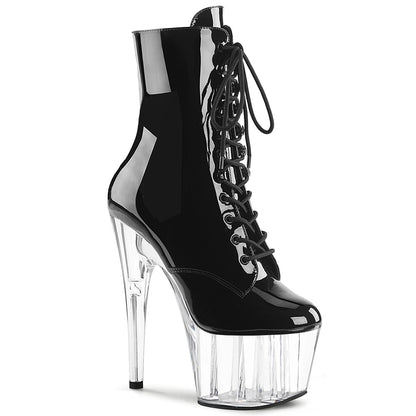 ADORE-1020 7" Heel, 2 3/4" PF Two Tone Lace-Up Ankle Boot, Side ZIp