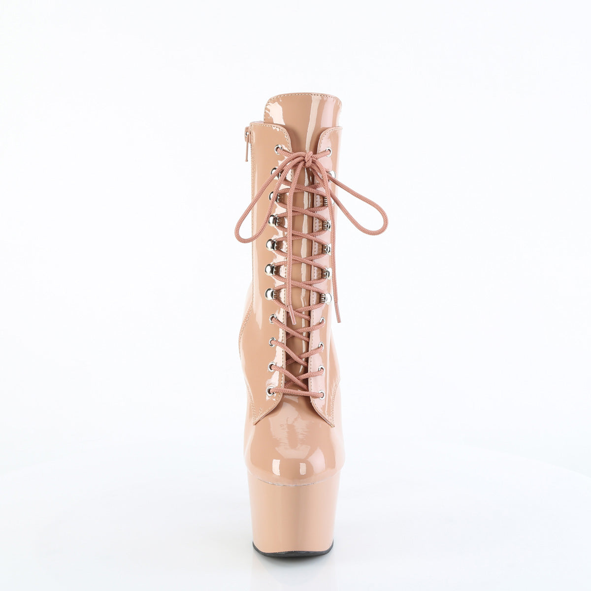 ADORE-1020 7" Heel, 2 3/4" PF Two Tone Lace-Up Ankle Boot, Side Zip