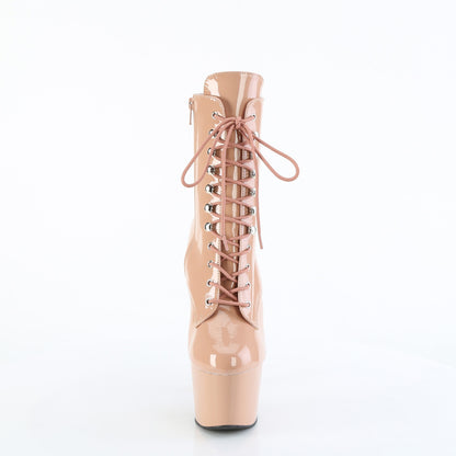 ADORE-1020 7" Heel, 2 3/4" PF Two Tone Lace-Up Ankle Boot, Side Zip
