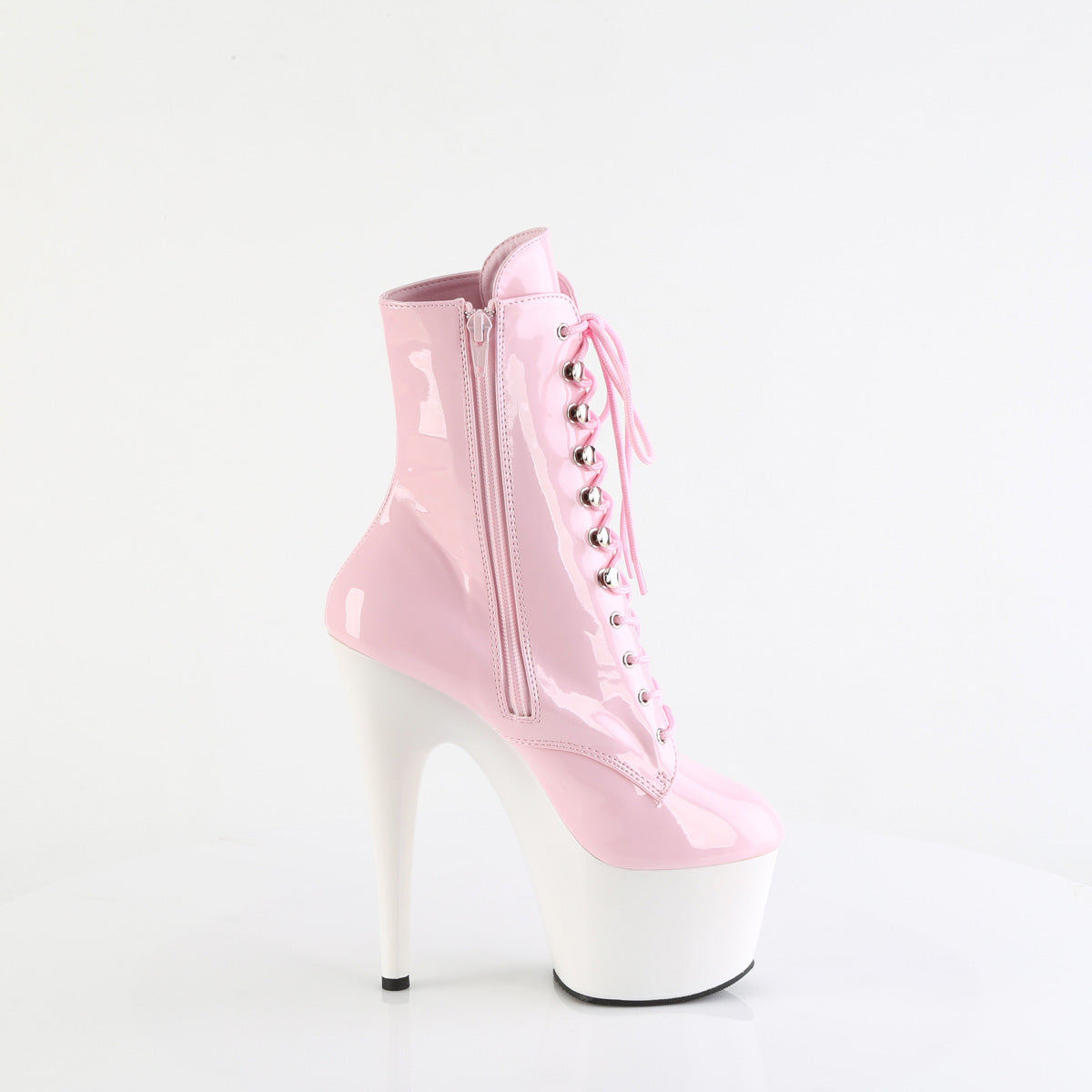 ADORE-1020 7" Heel, 2 3/4" PF Lace-up Ankle Boot, Side Zip