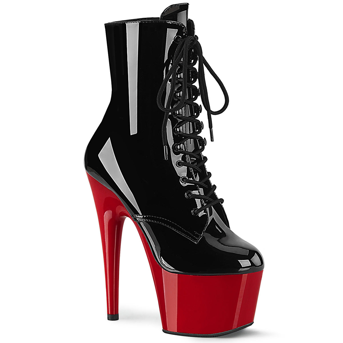 ADORE-1020 7" Heel, 2 3/4" PF Lace-Front Ankle Boot, Side Zip