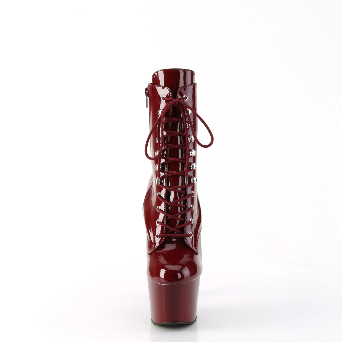 ADORE-1020 7" Heel, 2 3/4" PF Lace-Up Front Ankle Boot, Side Zip