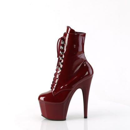 ADORE-1020 7" Heel, 2 3/4" PF Lace-Up Front Ankle Boot, Side Zip