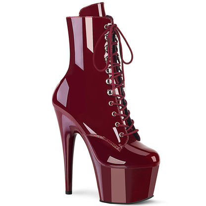 ADORE-1020 7" Heel, 2 3/4" PF Lace-Up Front Ankle Boot, Side Zip