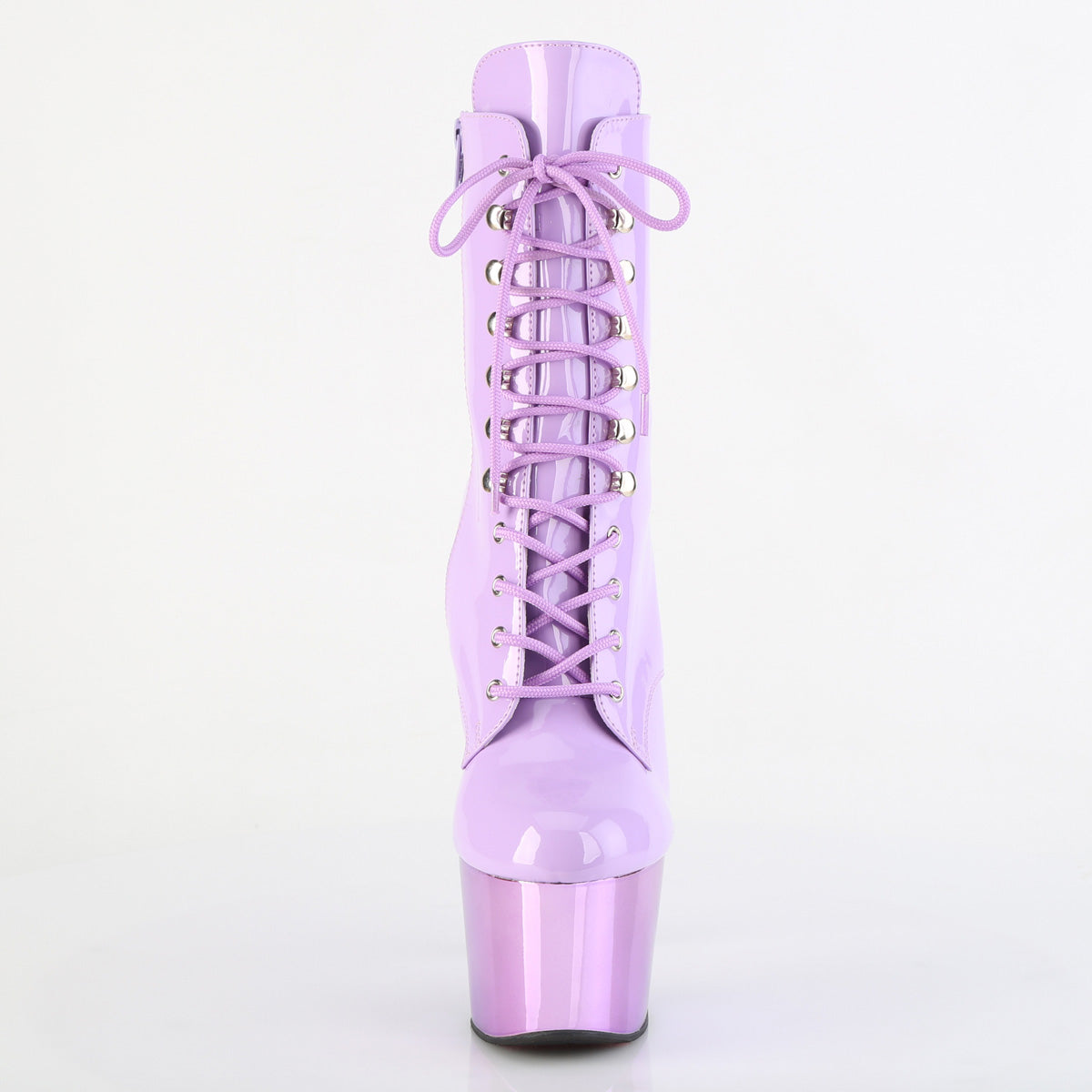 ADORE-1020 7" Heel, 2 3/4" PF Lace-Up Front Ankle Boot, Side Zip