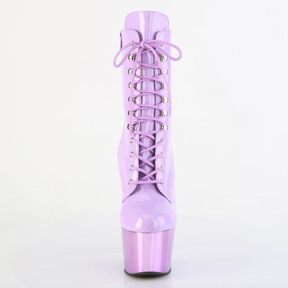 ADORE-1020 7" Heel, 2 3/4" PF Lace-Up Front Ankle Boot, Side Zip