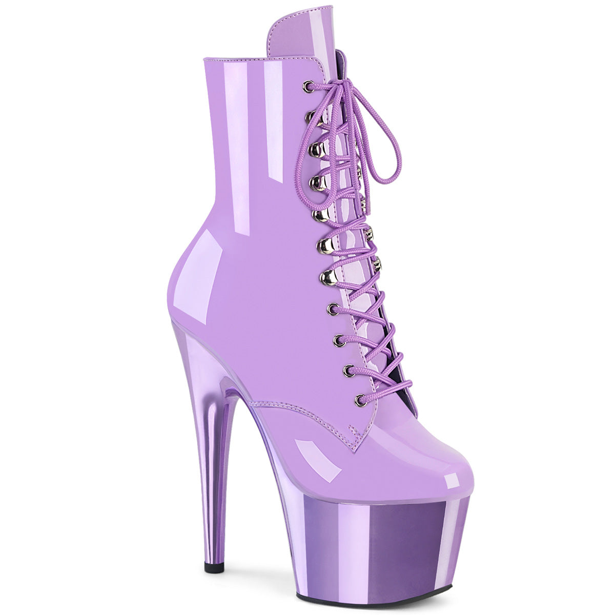 ADORE-1020 7" Heel, 2 3/4" PF Lace-Up Front Ankle Boot, Side Zip