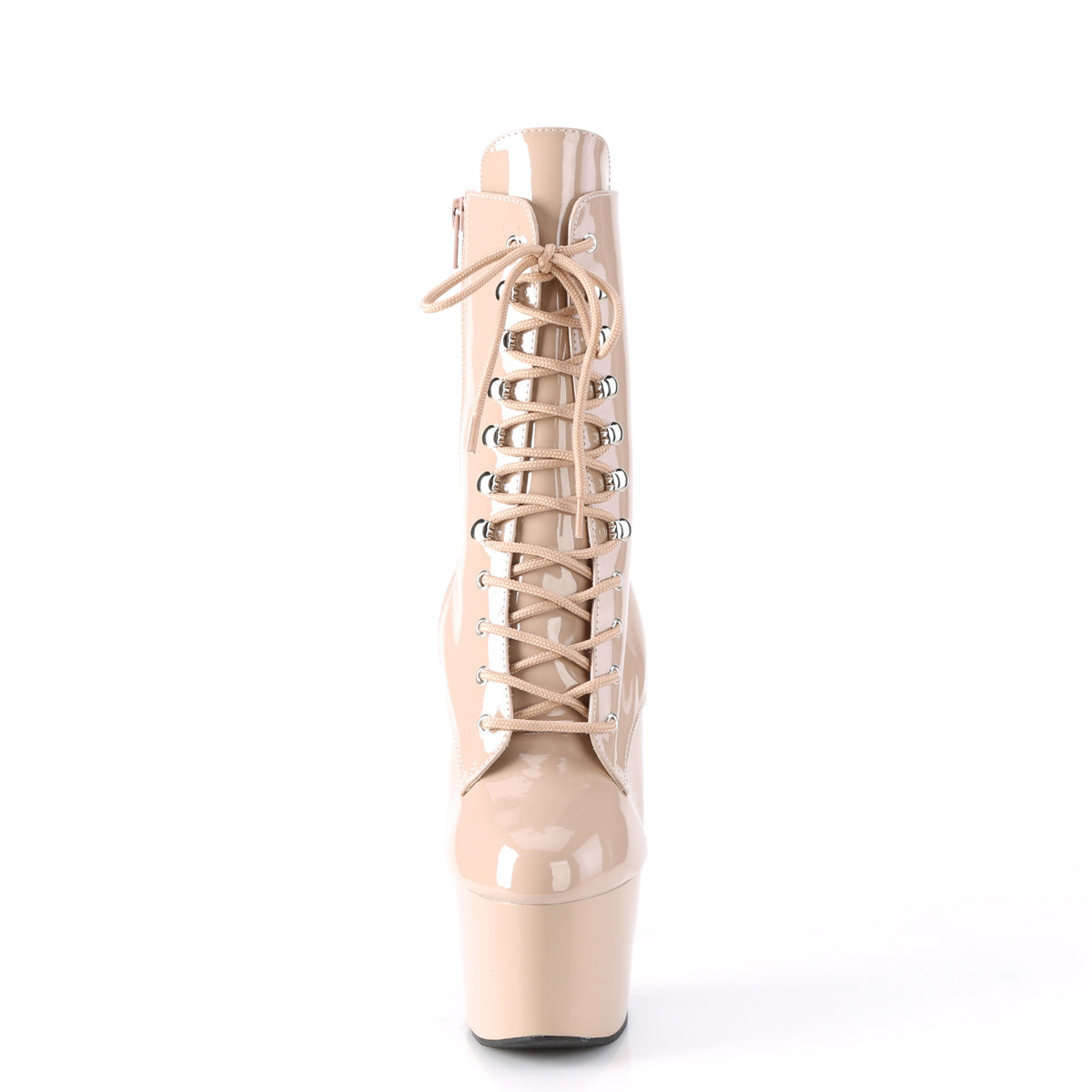 ADORE-1020 7" Heel, 2 3/4" PF Lace-Up Front Ankle Boot, Side Zip