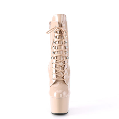 ADORE-1020 7" Heel, 2 3/4" PF Lace-Up Front Ankle Boot, Side Zip