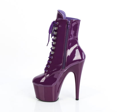 ADORE-1020 7" Heel, 2 3/4" PF Lace-Up Ankle Boot, Side Zip