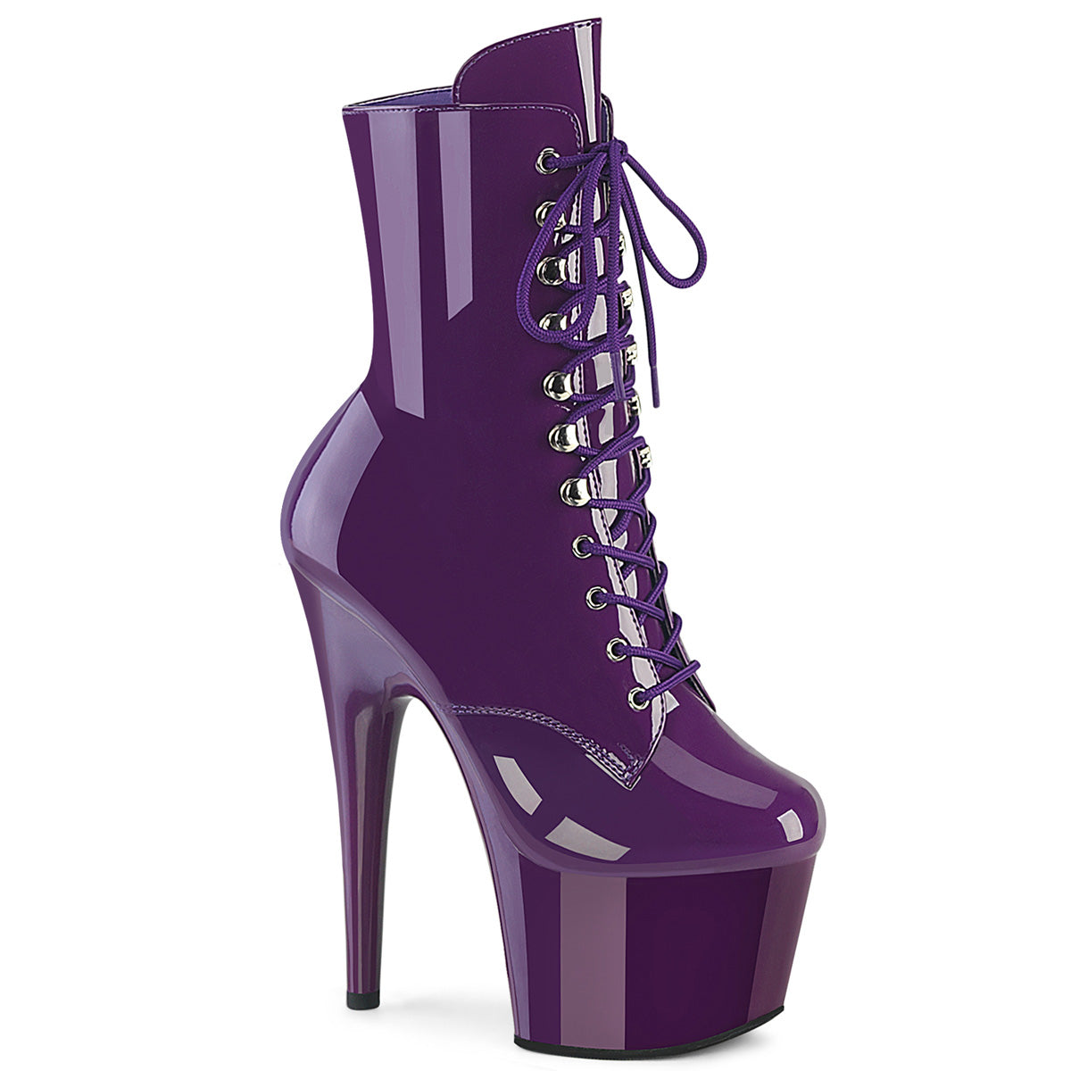 ADORE-1020 7" Heel, 2 3/4" PF Lace-Up Ankle Boot, Side Zip