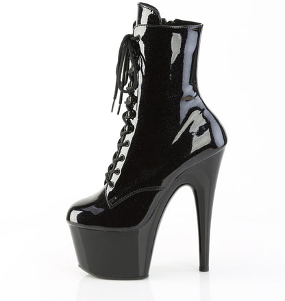 ADORE-1020BLG 7" Heel, 2 3/4" PF Lace-Up Front Ankle Boot, Side Zip