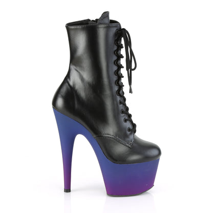ADORE-1020BP *7" Heel, 2 3/4" PF Lace-Up Ankle Boot, Side Zip