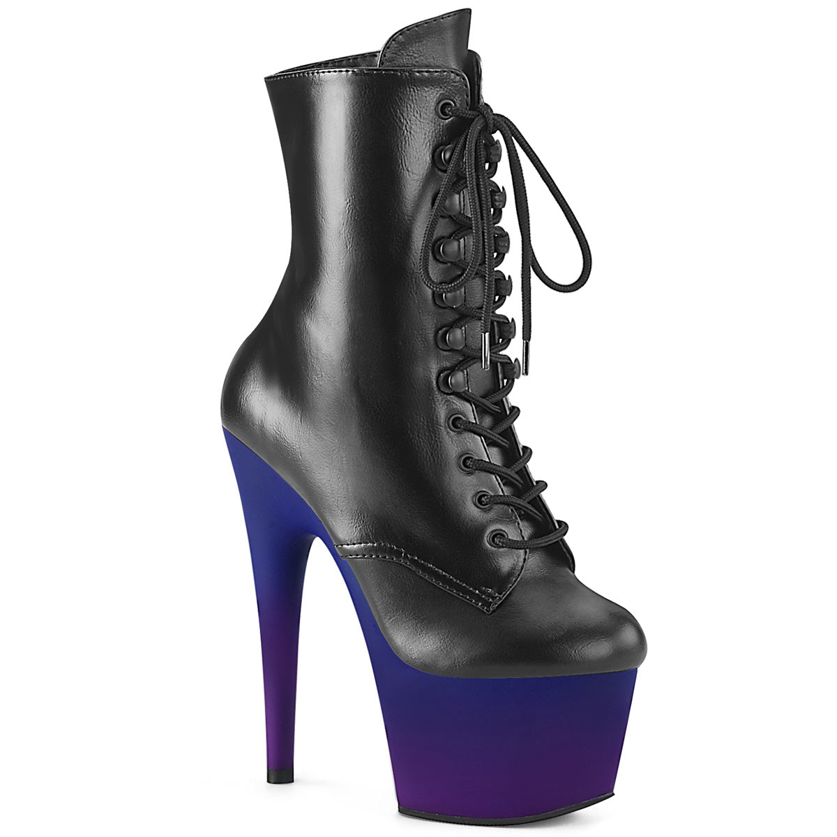 ADORE-1020BP *7" Heel, 2 3/4" PF Lace-Up Ankle Boot, Side Zip