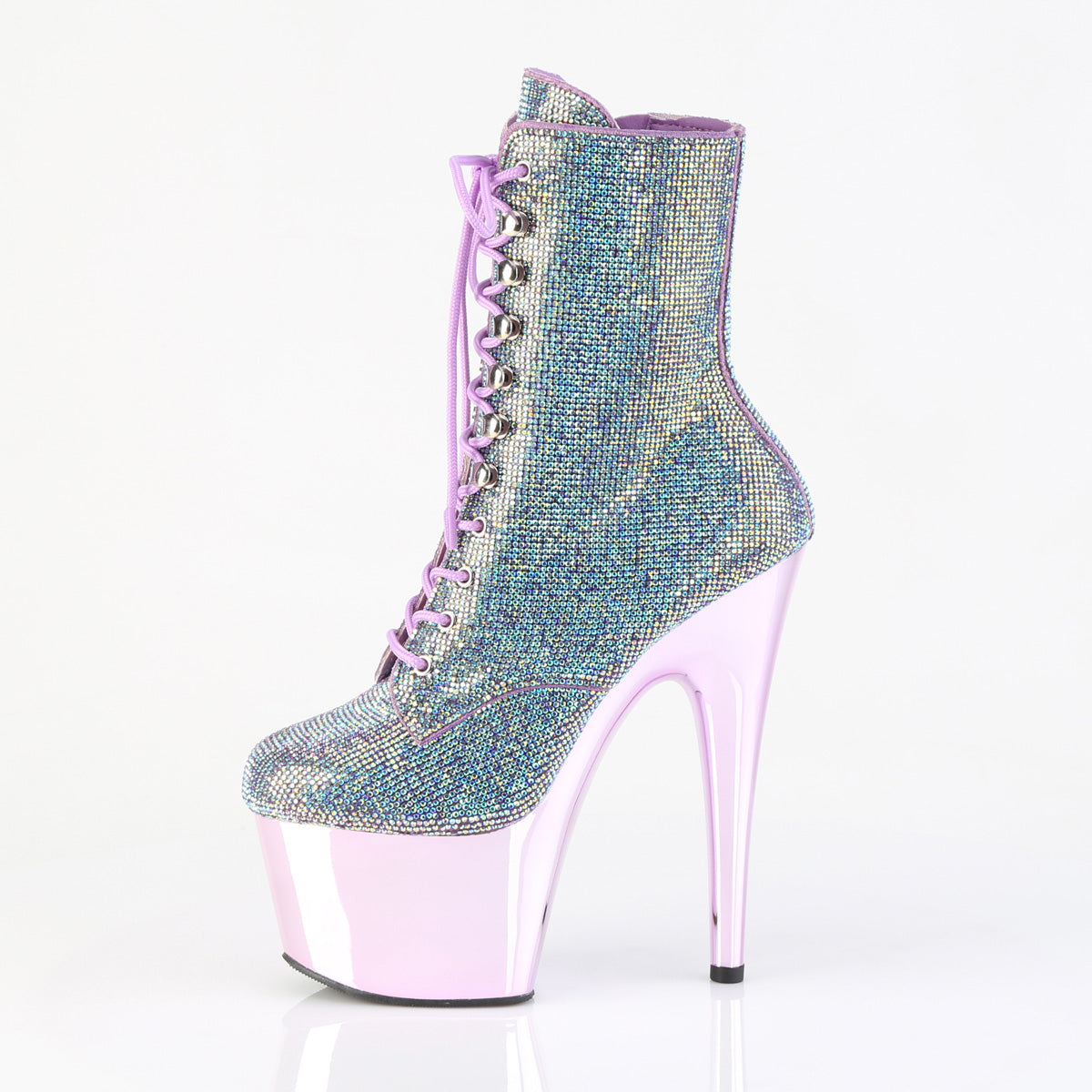 ADORE-1020CHRS *7" Heel , 2 3/4" PF RS Embellished Ankle Boot, Side Zip