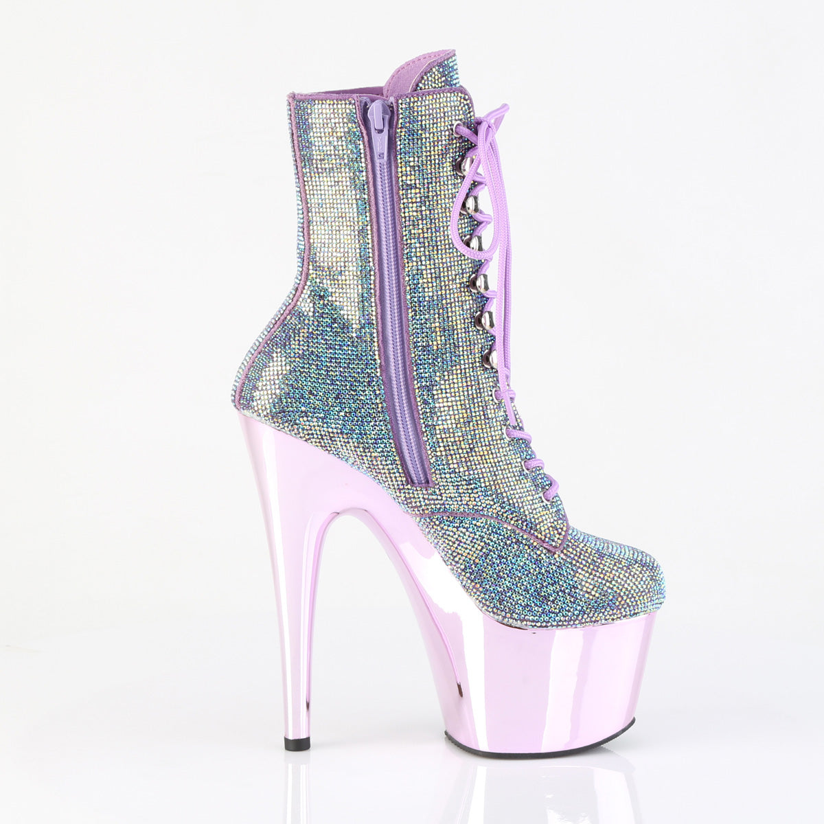 ADORE-1020CHRS *7" Heel , 2 3/4" PF RS Embellished Ankle Boot, Side Zip