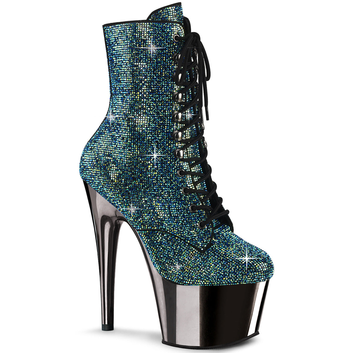 ADORE-1020CHRS *7" Heel , 2 3/4" PF RS Embellished Ankle Boot, Side Zip