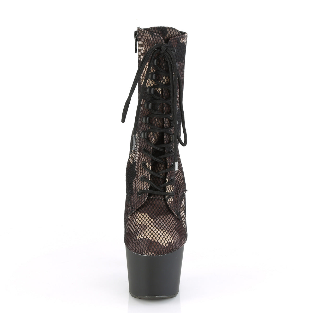 ADORE-1020CM *7" Heel, 2 3/4" PF Lace-Up Front Ankle Boot, Side Zip