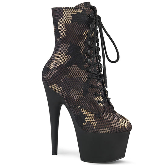 ADORE-1020CM *7" Heel, 2 3/4" PF Lace-Up Front Ankle Boot, Side Zip