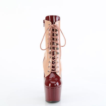 ADORE-1020DC *7" Heel, 2 3/4" PF Two Tone Lace-Up Ankle Boot, Side Zip