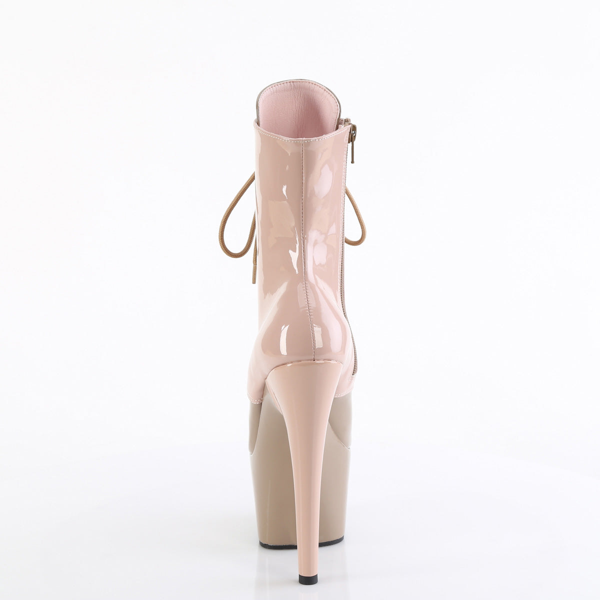 ADORE-1020DC *7" Heel, 2 3/4" PF Two Tone Lace-Up Ankle Boot, Side Zip
