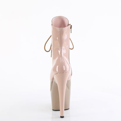ADORE-1020DC *7" Heel, 2 3/4" PF Two Tone Lace-Up Ankle Boot, Side Zip