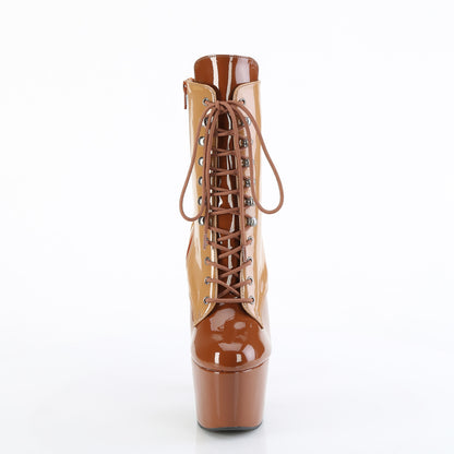 ADORE-1020DC *7" Heel, 2 3/4" PF Two Tone Lace-Up Ankle Boot, Side Zip