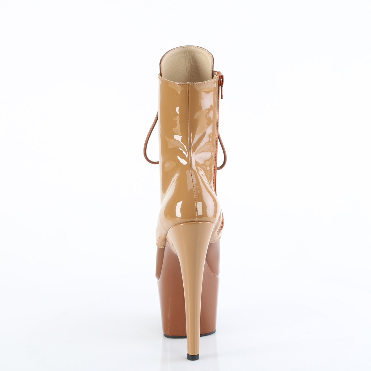 ADORE-1020DC *7" Heel, 2 3/4" PF Two Tone Lace-Up Ankle Boot, Side Zip