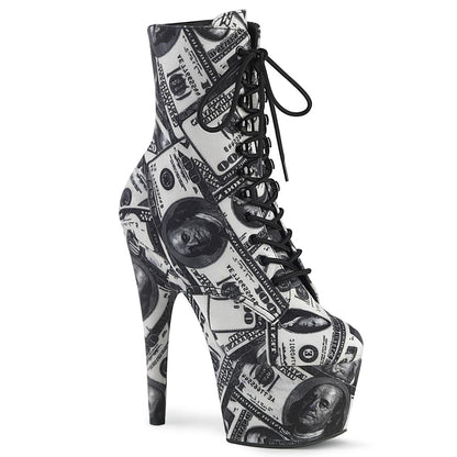 ADORE-1020DP *7" Heel, 2 3/4" PF Lace-Up Front Ankle Boot, Side Zip