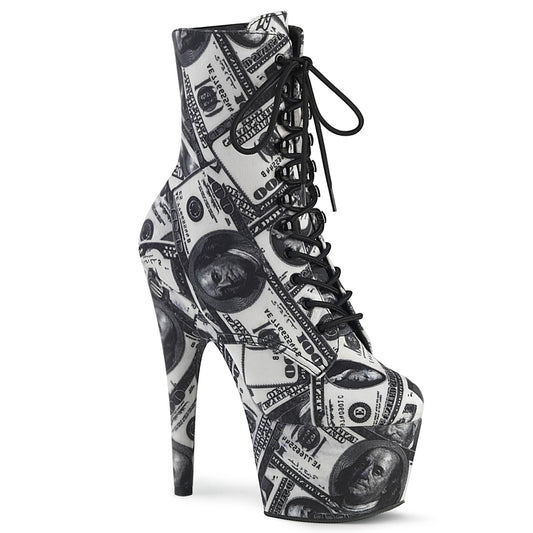 ADORE-1020DP *7" Heel, 2 3/4" PF Lace-Up Front Ankle Boot, Side Zip