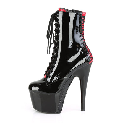 ADORE-1020FH 7" Heel, 2 3/4" PF Two Tone Lace-up Ankle Boot, Side Zip