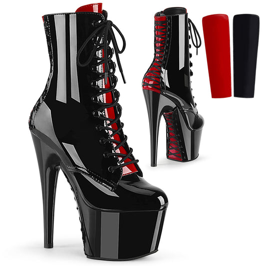 ADORE-1020FH 7" Heel, 2 3/4" PF Two Tone Lace-up Ankle Boot, Side Zip