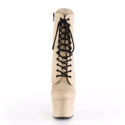 ADORE-1020FS *7" Heel, 2 3/4" PF Lace-Up Ankle Boot, Side Zip