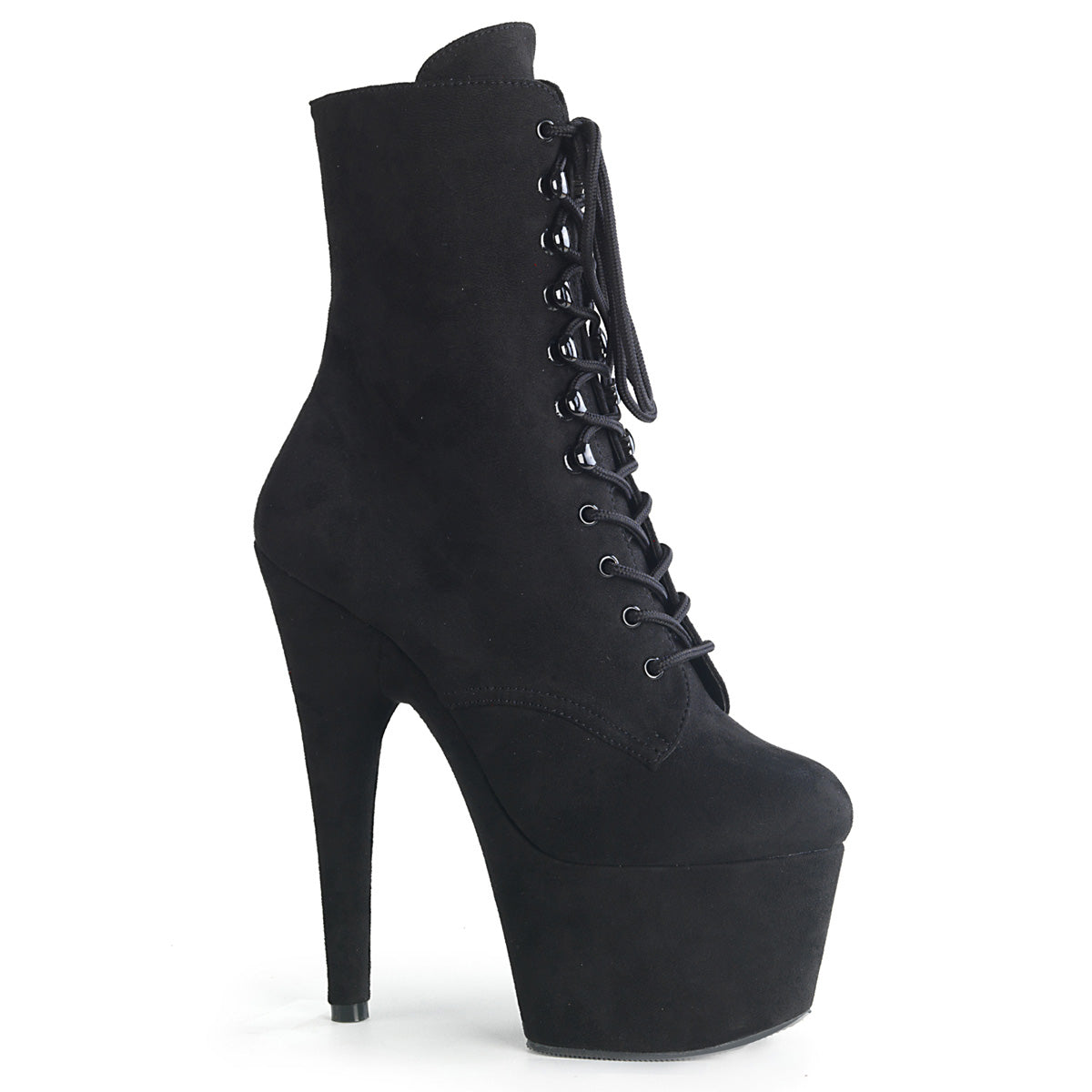 ADORE-1020FS *7" Heel, 2 3/4" PF Lace-Up Ankle Boot, Side Zip