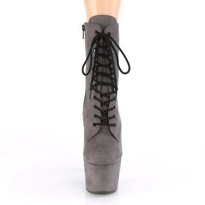 ADORE-1020FS 7" Heel, 2 3/4" PF Lace-Up Ankle Boot, Side Zip