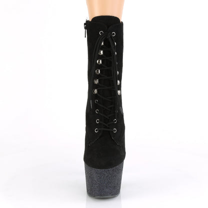 ADORE-1020FSMG *7" Heel, 2 3/4" PF Lace-Up Front Ankle Boot, Side Zip