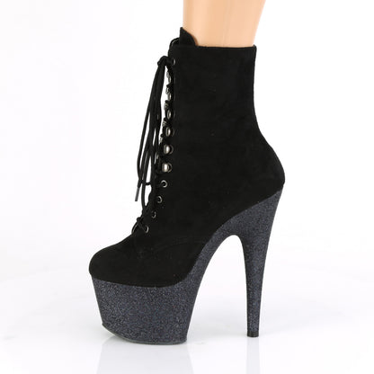 ADORE-1020FSMG *7" Heel, 2 3/4" PF Lace-Up Front Ankle Boot, Side Zip