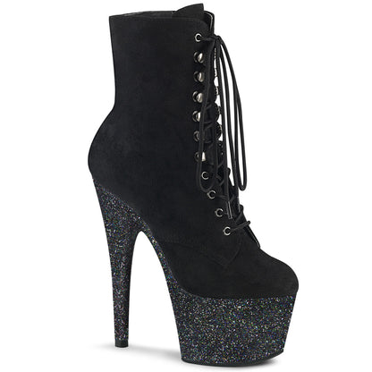 ADORE-1020FSMG *7" Heel, 2 3/4" PF Lace-Up Front Ankle Boot, Side Zip
