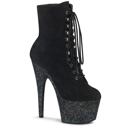 ADORE-1020FSMG *7" Heel, 2 3/4" PF Lace-Up Front Ankle Boot, Side Zip