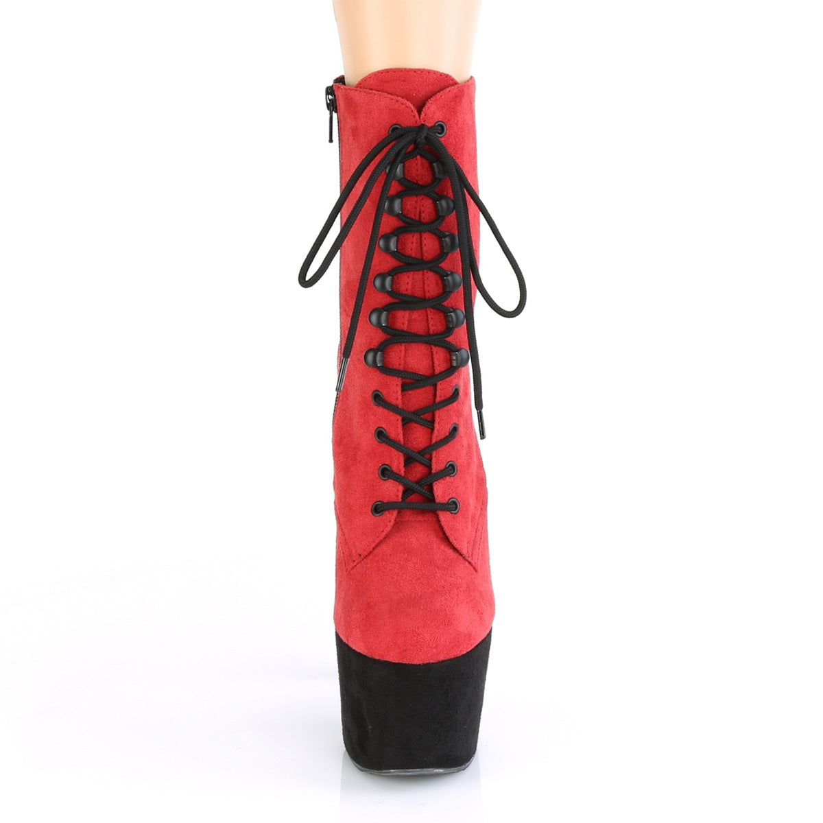 ADORE-1020FSTT *7" Heel, 2 3/4" PF Two Tone Lace-Up Ankle Boot, Side Zip