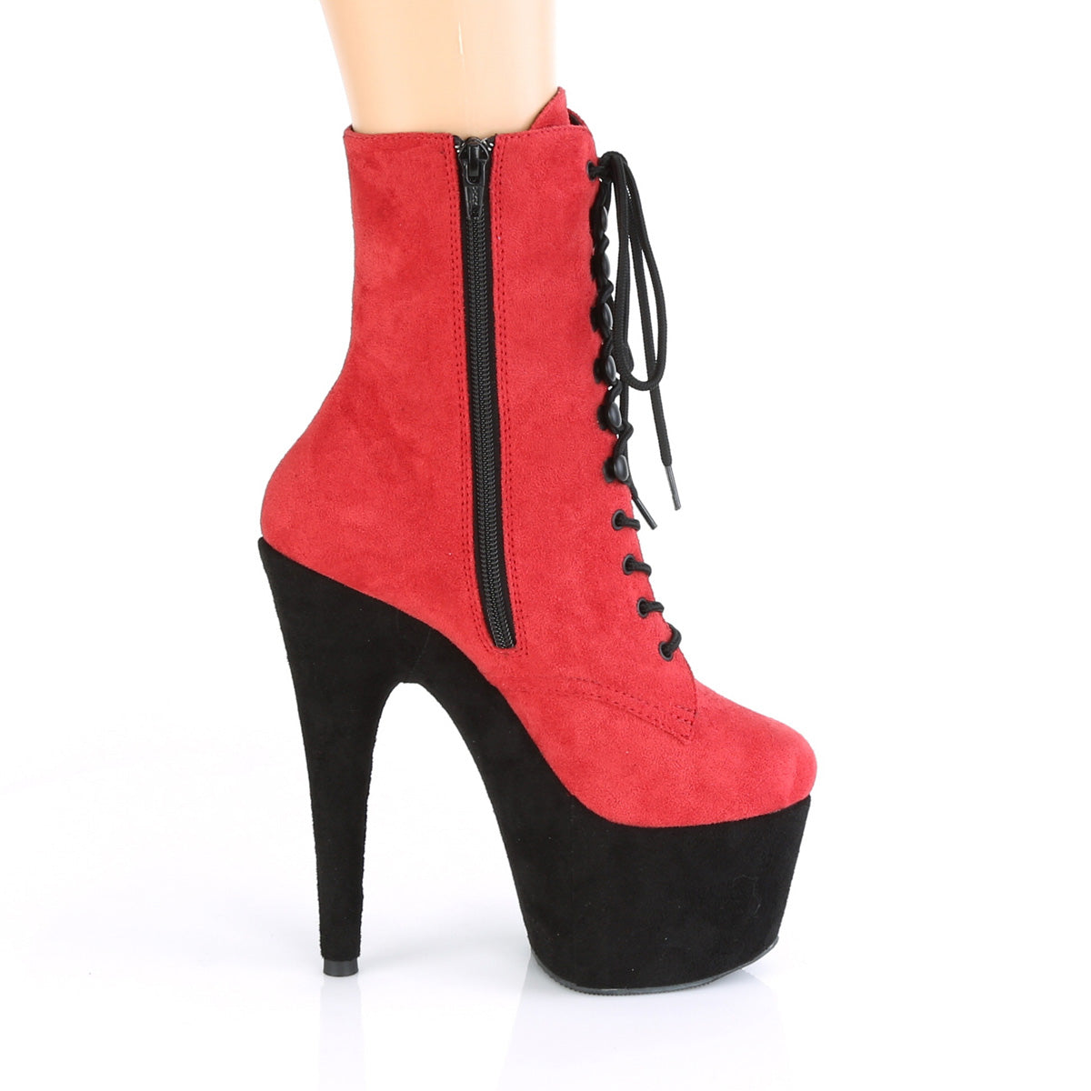 ADORE-1020FSTT *7" Heel, 2 3/4" PF Two Tone Lace-Up Ankle Boot, Side Zip