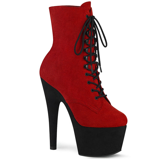 ADORE-1020FSTT *7" Heel, 2 3/4" PF Two Tone Lace-Up Ankle Boot, Side Zip
