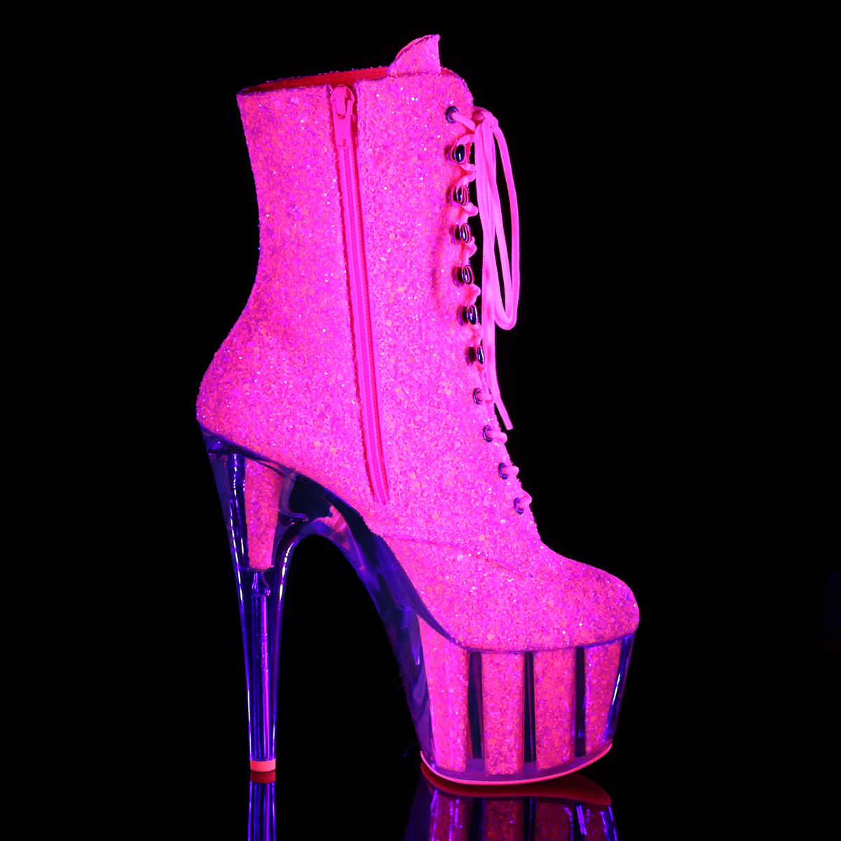 ADORE-1020G *7" Heel, 2 3/4" PF Glitter Ankle Boot