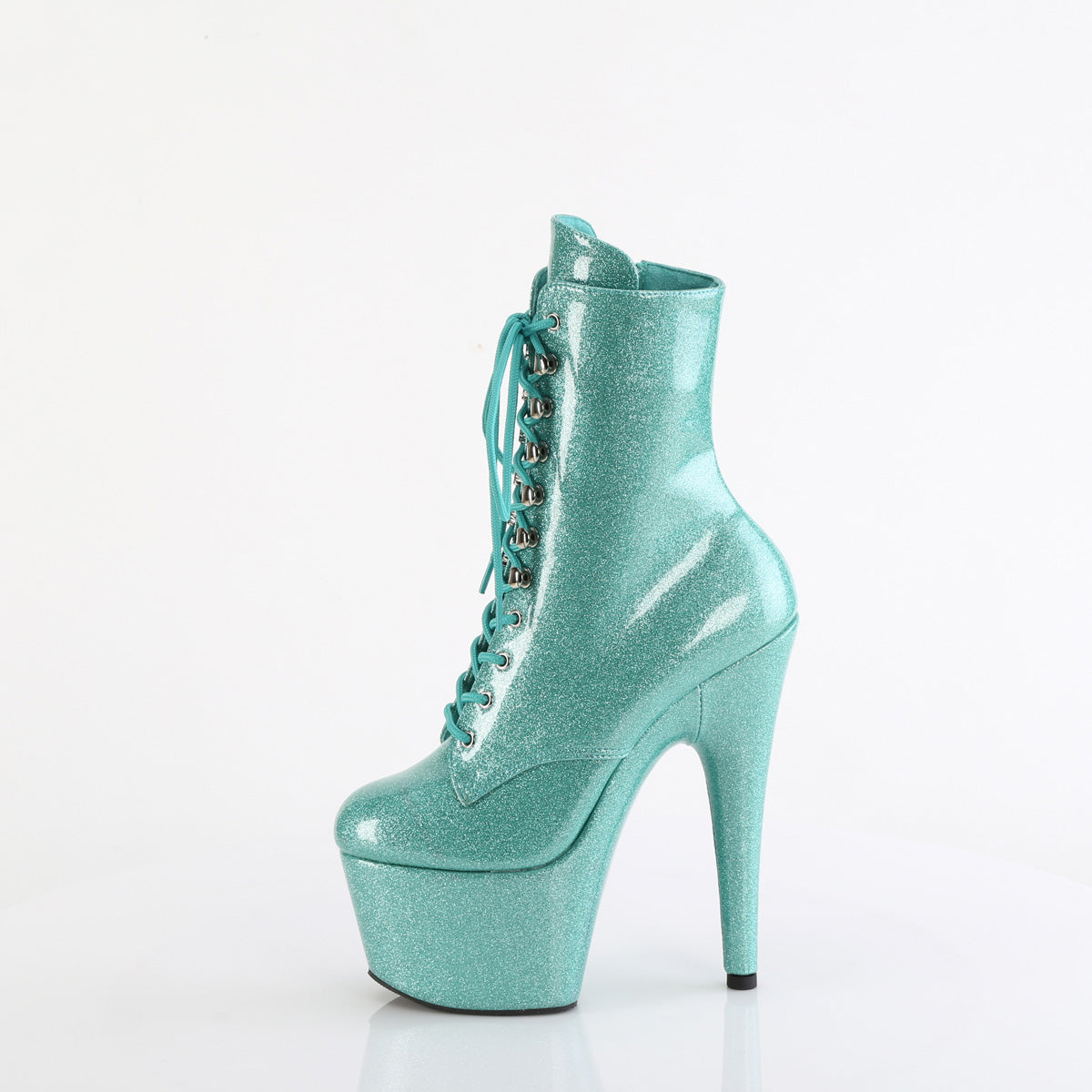 ADORE-1020GP *7" Heel, 2 3/4" PF Lace-Up Front Ankle Boot, Side Zip