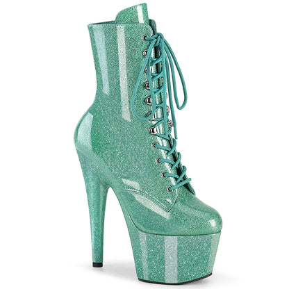 ADORE-1020GP *7" Heel, 2 3/4" PF Lace-Up Front Ankle Boot, Side Zip