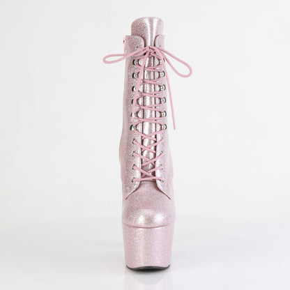 ADORE-1020GP *7" Heel, 2 3/4" PF Lace-Up Front Ankle Boot, Side Zip