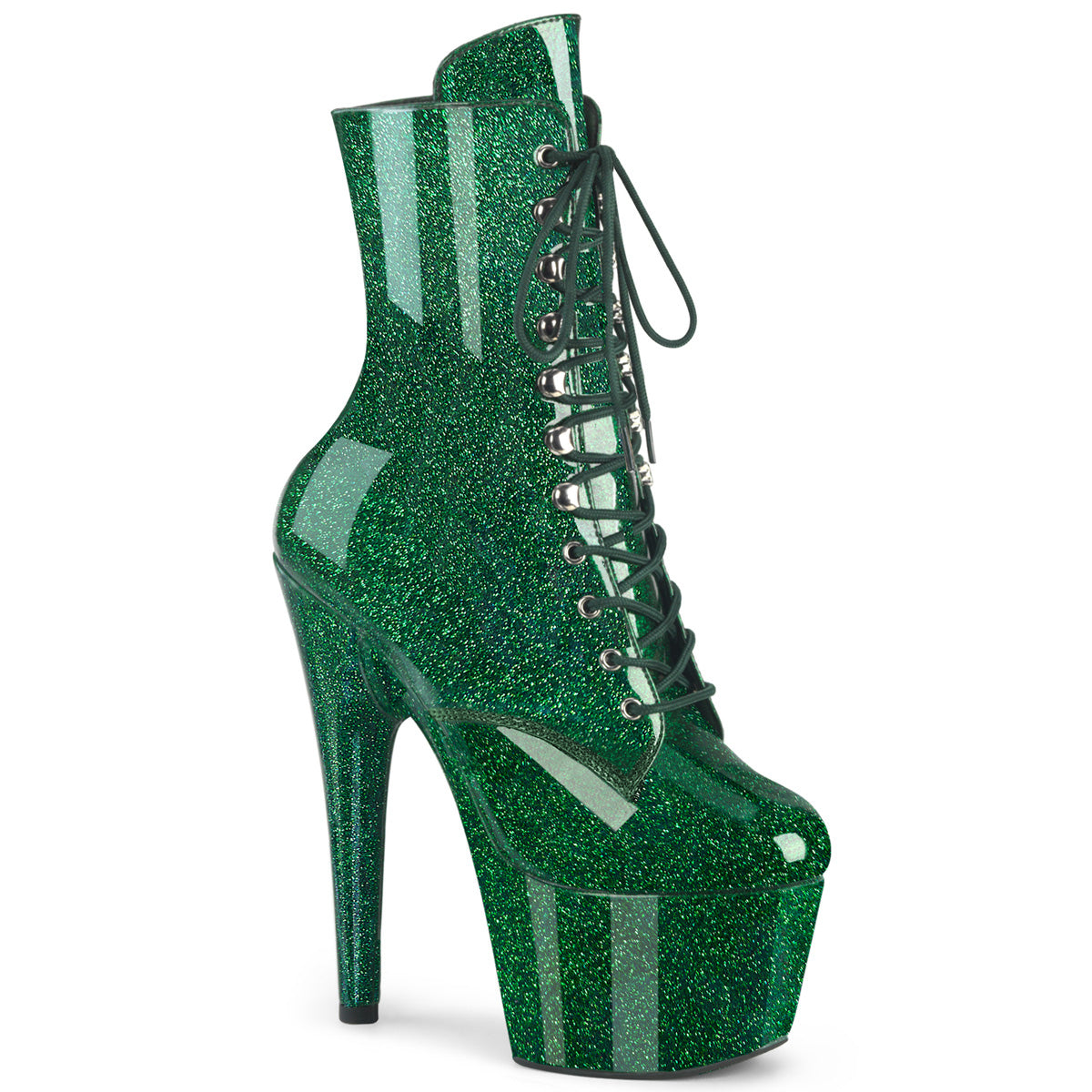 ADORE-1020GP 7" Heel, 2 3/4" PF Lace-Up Front Ankle Boot, Side Zip